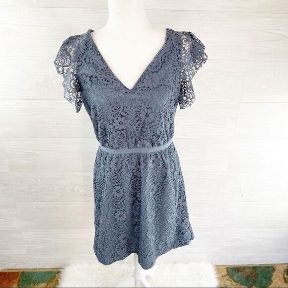 Madewell Lace Flutter Sleeves A-Line Midi Dress - Picture 4 of 10